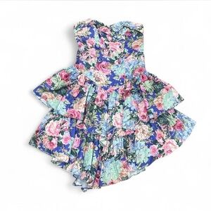 Leslie Fay Floral Mini Dress - Blue and Pink